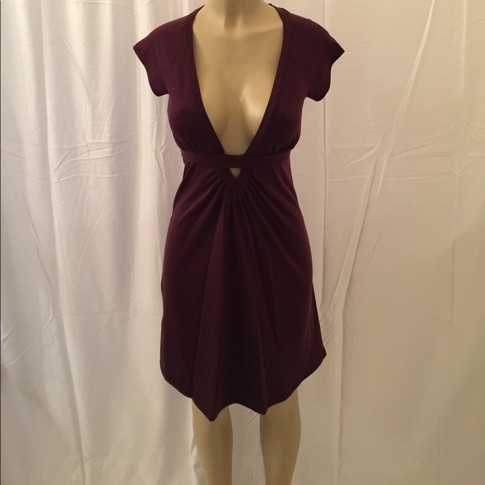 Deep V Purple Dress